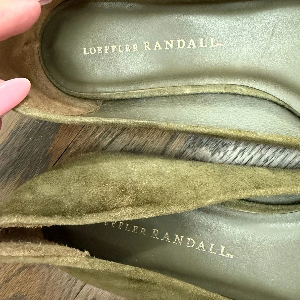 Loeffler Randall Olive Suede Fringe Tassel Ballet Flats Size 8.5 B
